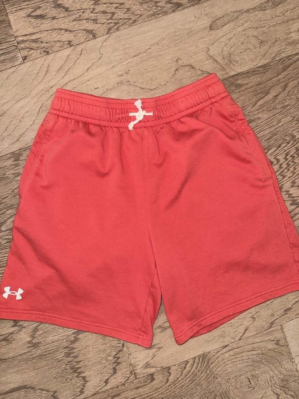 Under Armour Rival Terry Drawstring Athletic Lounge Shorts Red Mens L